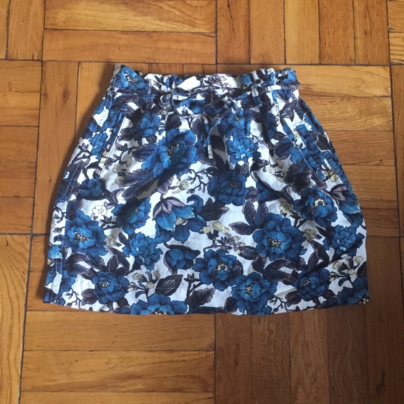 LOFT Linen Floral Skirt with pockets XXSP - Picture 1 of 8